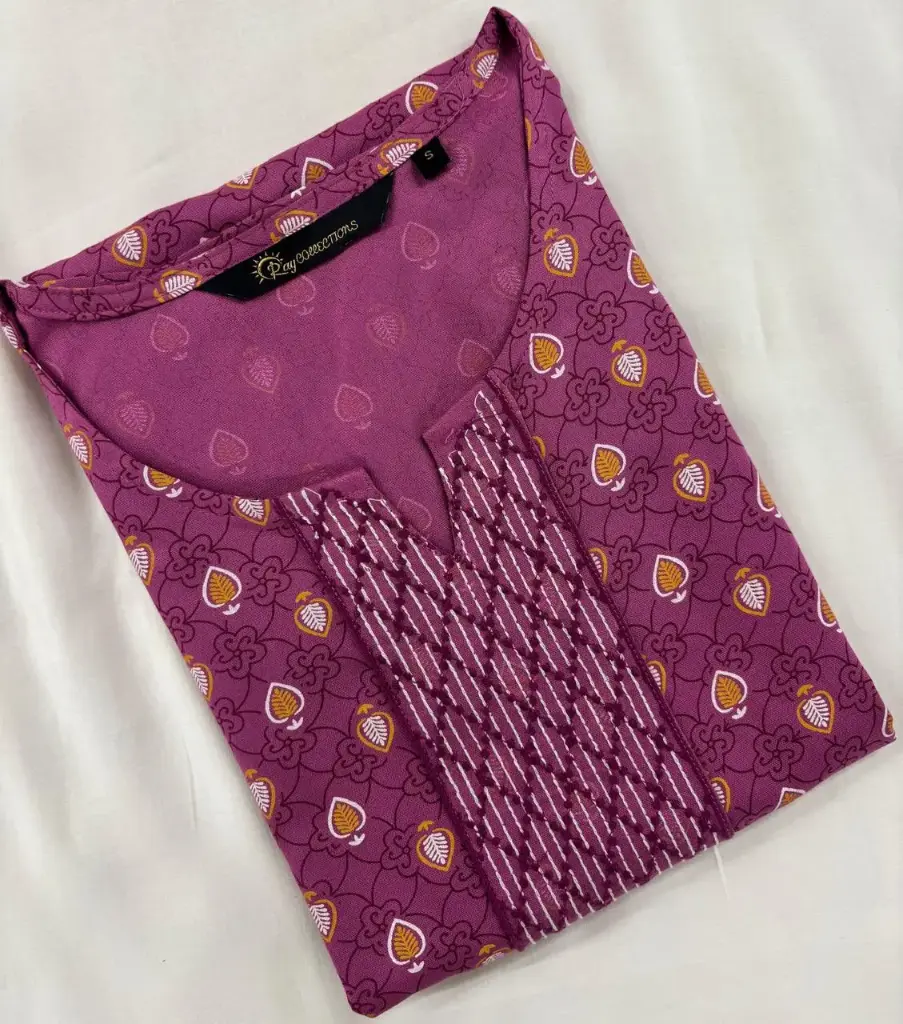 1500 Combo Kurtis Purple and Maroon Yellow Embroidery