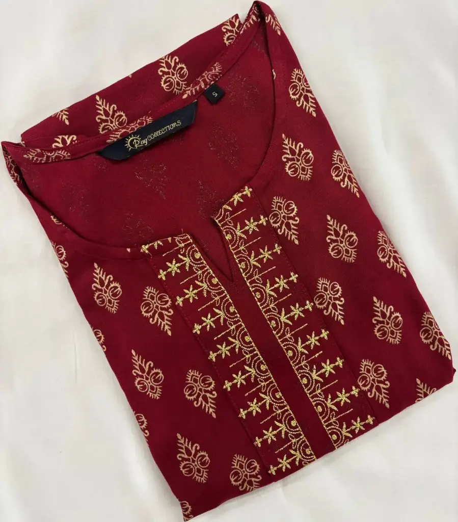 1500 Combo Kurtis Maroon and Gold Embroidery