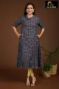 Combo Aline kurtis 2 @ 1060 Dark Blue, Gold, Red Patterns