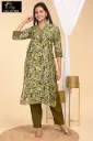Vatican kurti set Green with White leaves