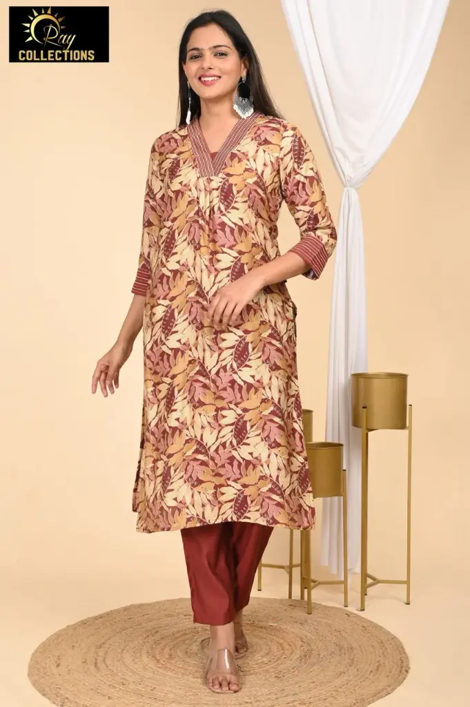 Vatican kurtiset Brown with Gold Leaves
