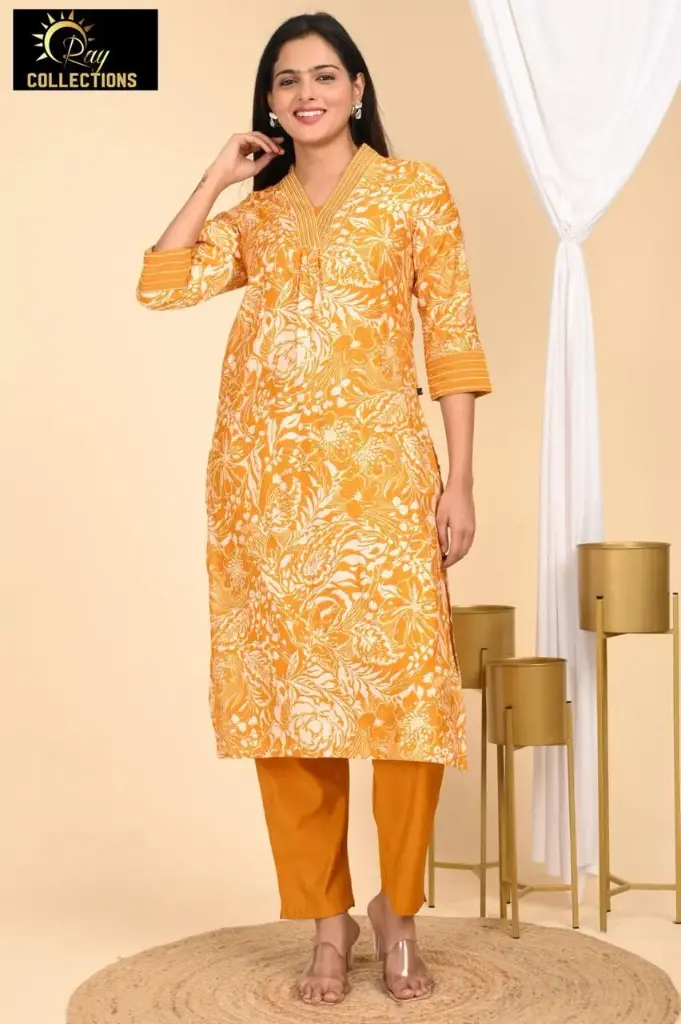 Vatican kurtiset Orange with White Leaves (S-38)