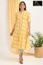 Combo Aline kurtis 2 @ 1060 Greenish Yellow with White Patterns 