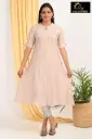 Combo Aline kurtis 2 @ 1060 Light Peach with Black Blue Lines