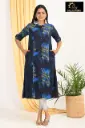 Combo Aline kurtis 2 @ 1060 Dark Blue with Green Blue Patterns