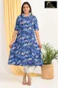 Combo Aline kurtis 2 @ 1060 Navy blue with Blue, white Leaves
