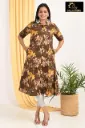 Combo Aline kurtis 2 @ 1060 Brown with Orange Flowers