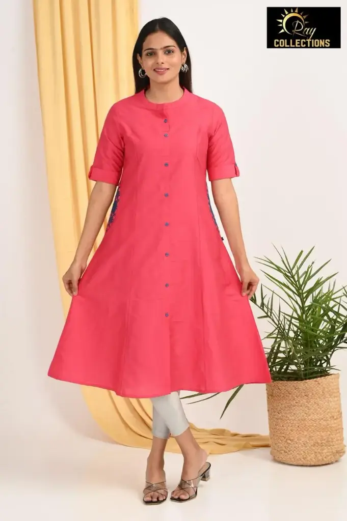 Combo Aline kurtis 2 @ 1200 Rose Pink (S-38)