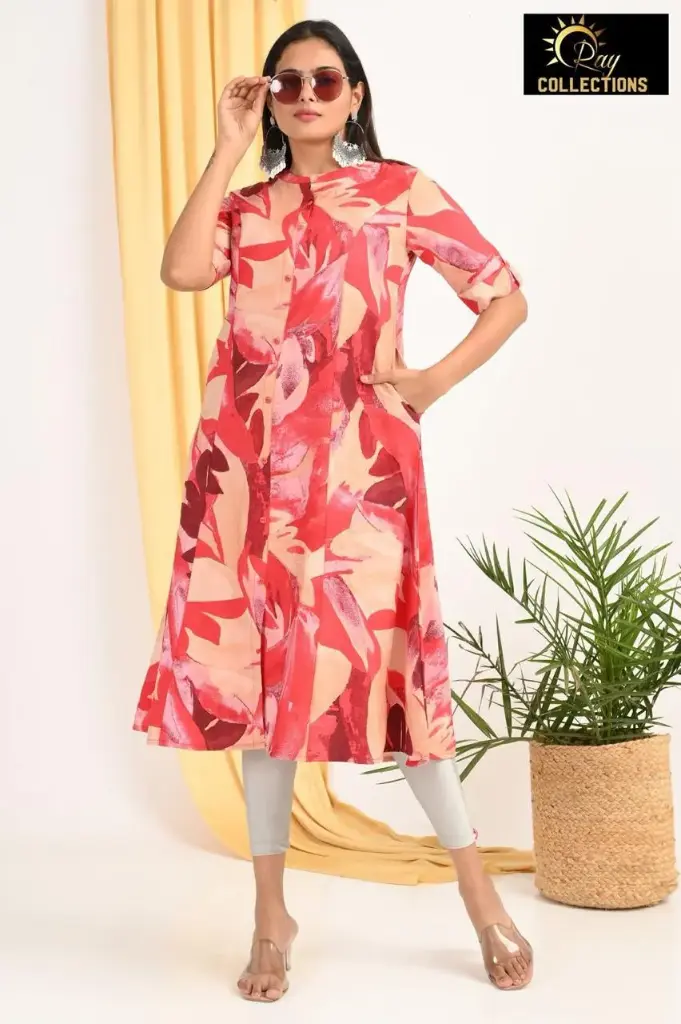 Combo Aline kurtis 2 @ 1200 Red Orange Mix (S-38)