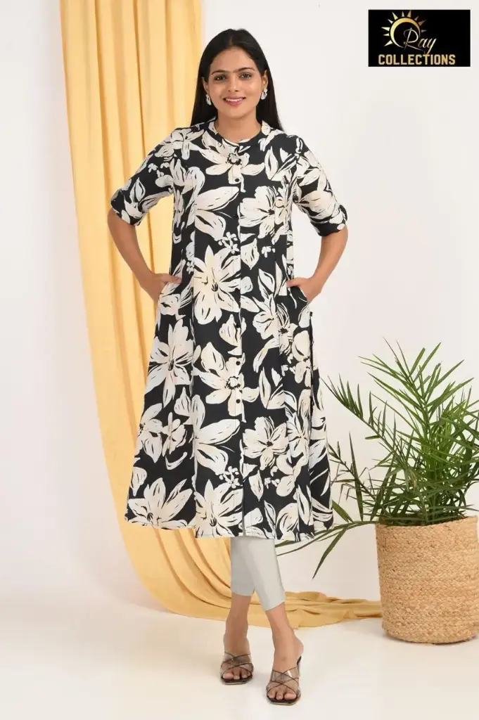 Combo Aline kurtis 2 @ 1200 Red With Cream Flowers