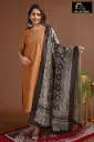 Partywear Duppatta kurta sets Brown with Black Cream Pattern