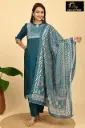 Partywear Duppatta kurta Greenish Blue with Silver