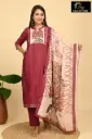 Partywear Duppatta kurta Brown with Cream, Tree Design
