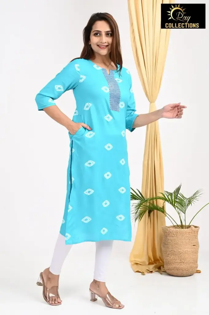 Emb Office & college wear kurtis Light Blue 