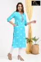 Emb Office & college wear kurtis Light Blue 