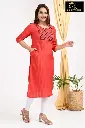 Emb Office & college wear kurtis orange