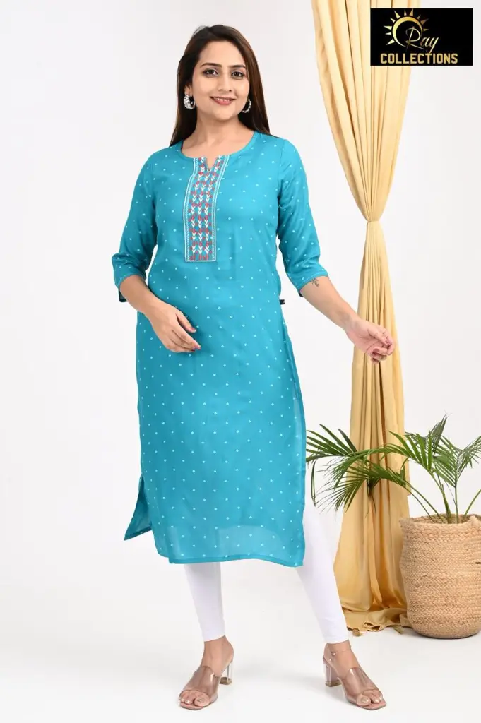 Emb Office & college wear kurtis Sky Blue