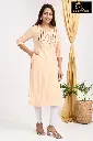 Emb Office & college wear kurtis light peach