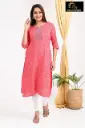 Emb Office & college wear kurtis Pink