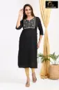 Emb Office & college wear kurtis Plain Black