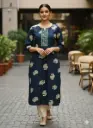 Emb Office & college wear kurtis Dark Blue