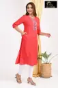 Emb Office & college wear kurtis Rust Orange