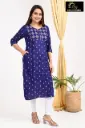 Emb Office & college wear kurtis Royal Blue
