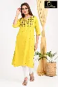 Emb Office & college wear kurtis M Yellow