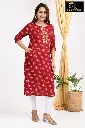 Emb Office & college wear kurtis Red 