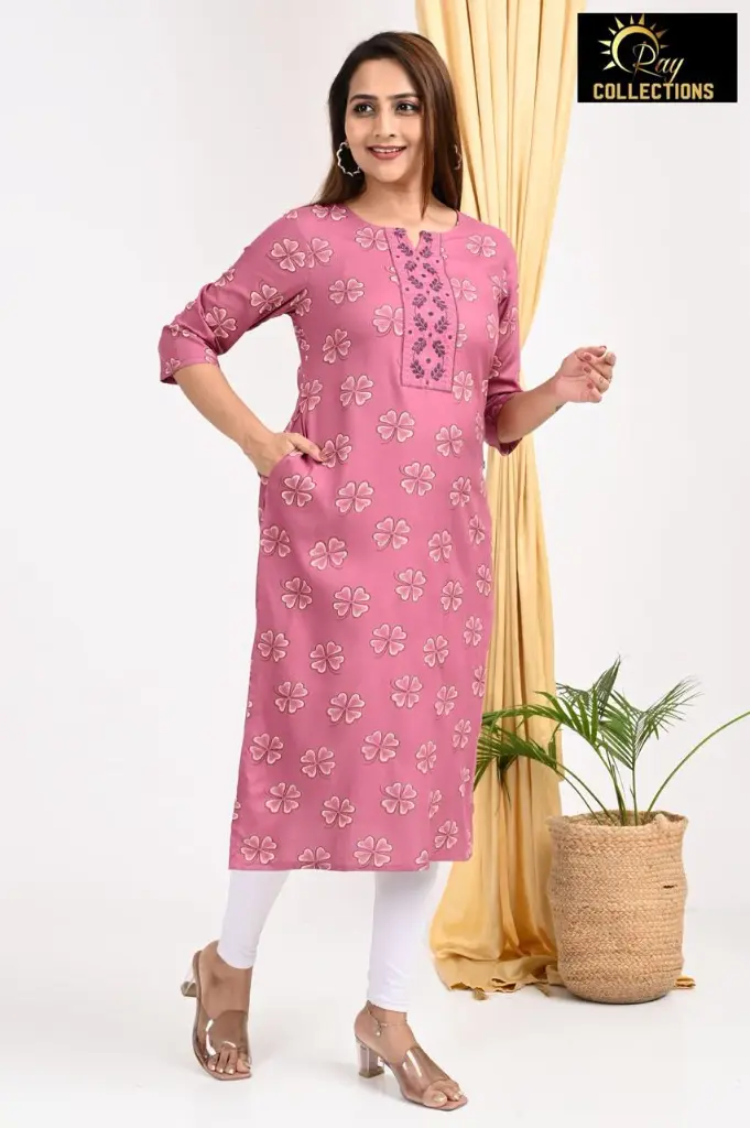 Emb Office & college wear kurtis Light Purple 