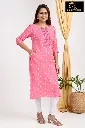 Emb Office & college wear kurtis Peach Pink 