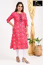 Emb Office & college wear kurtis Pink Butterfly 
