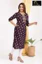 Emb Office & college wear kurtis Dark Wine 
