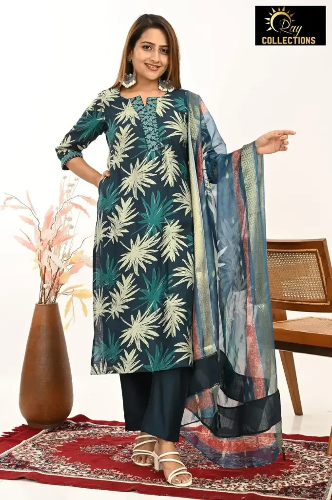 Designer Festival wear Vatican Duppatta sets Peacock Blue (S-38)