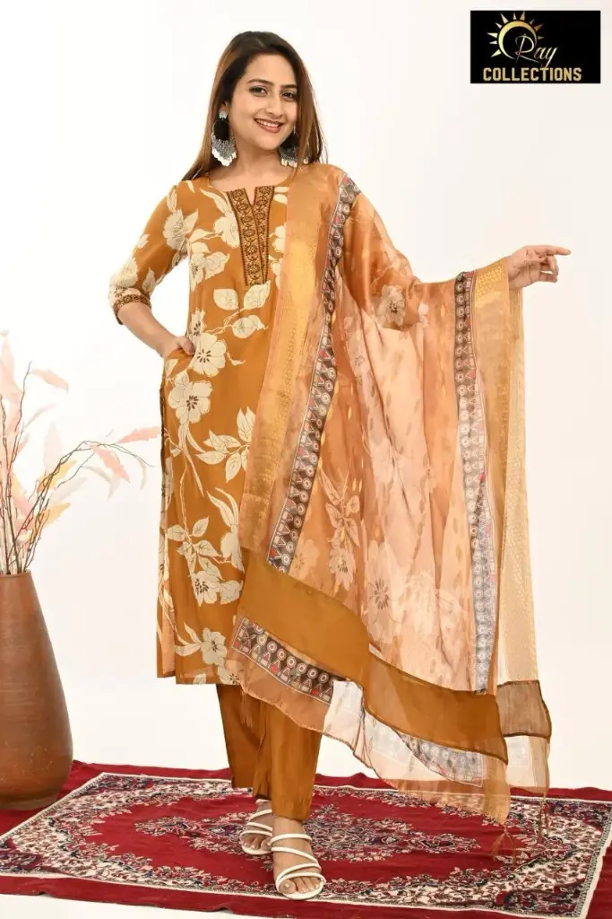 Designer Festival wear Vatican Duppatta sets Mustard (S-38)