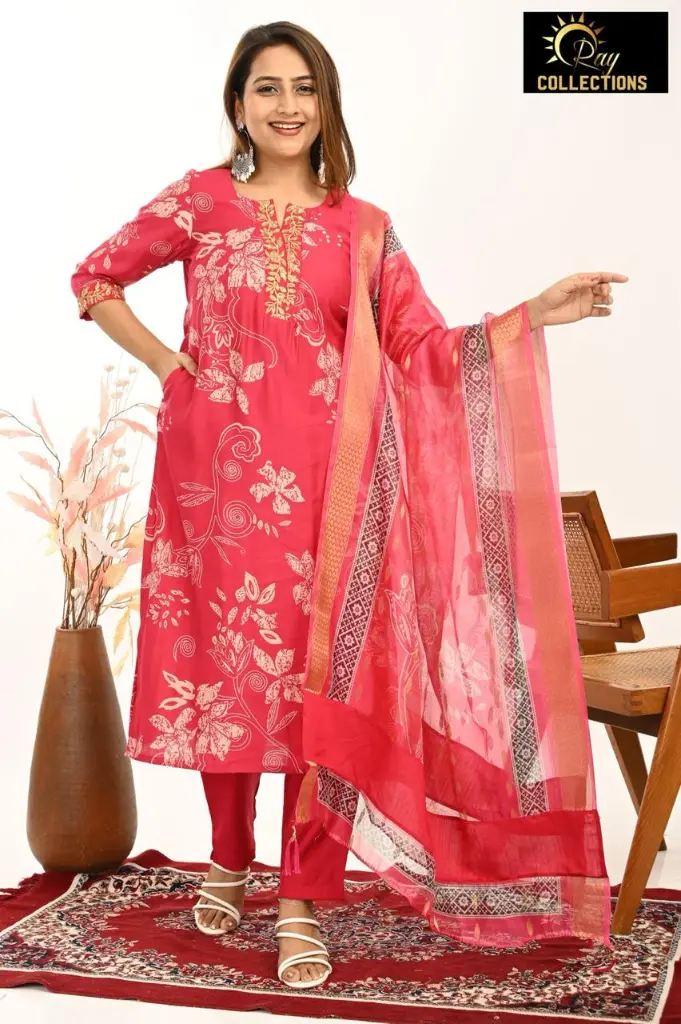 Designer Festival wear Vatican Duppatta sets Pink  (S-38)