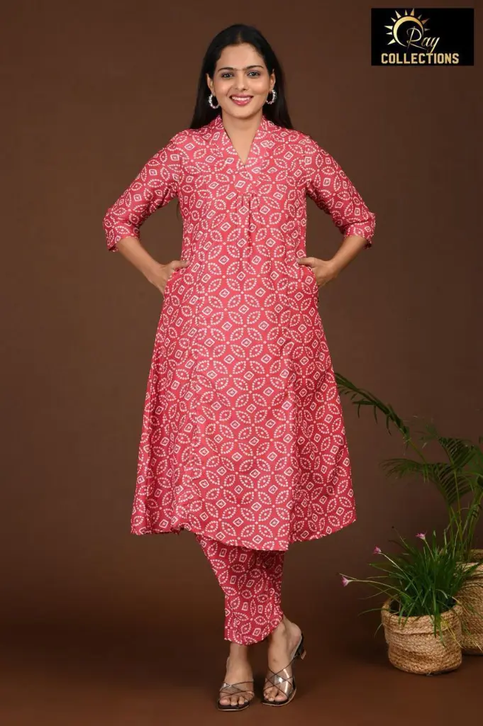 Aline Muslin Cordsets with lining Red Design (S-38)