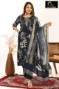 Designer Festival wear Vatican Duppatta sets Navy Blue Floral