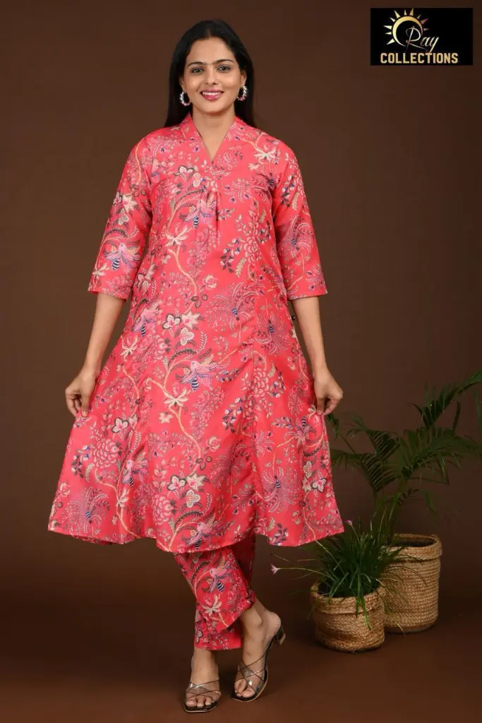 Aline Muslin Cordsets with lining Pink Floral  (S-38)