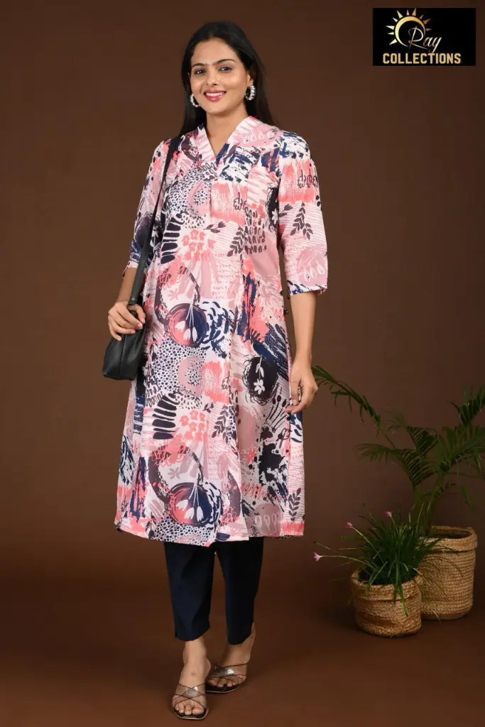 Aline Muslin Cordsets with lining Peach with Blue  (S-38)