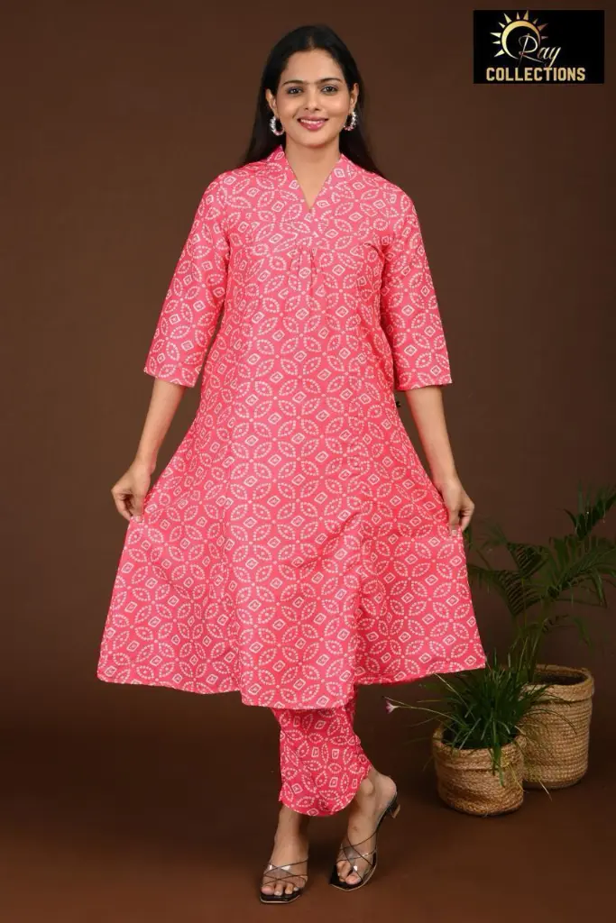 Aline Muslin Cordsets with lining Pink Bandini  (S-38)