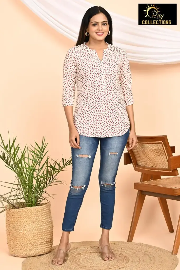 Short Tops White with Red dots  (XS-36)