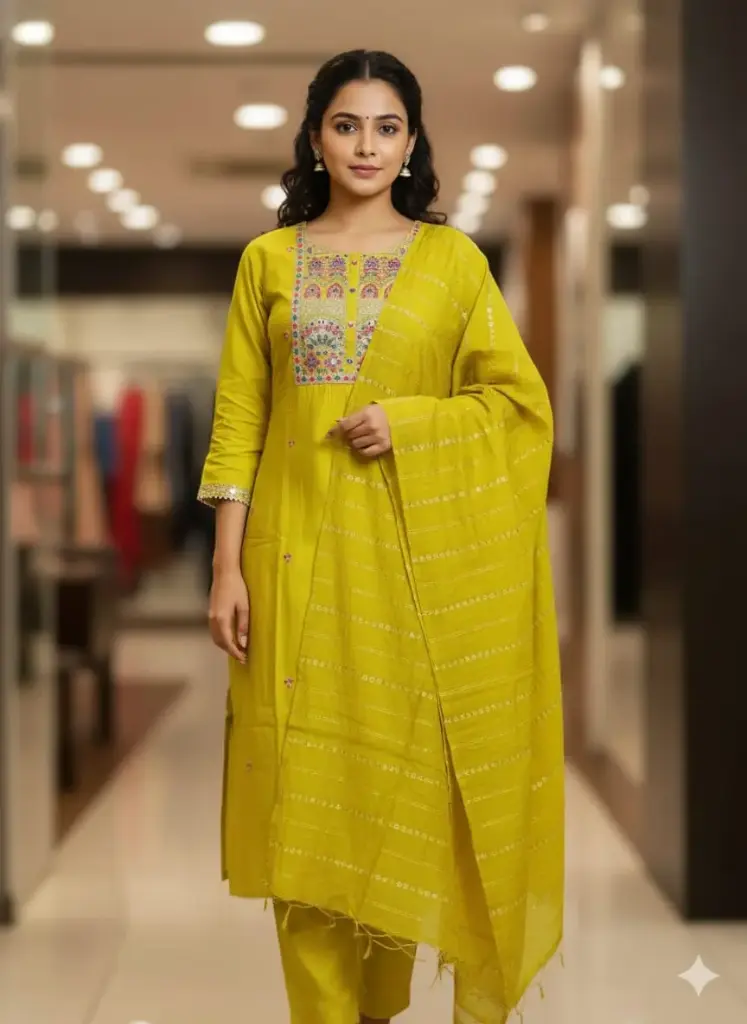 Partywear Yellow Duppatta sets  (M-40)