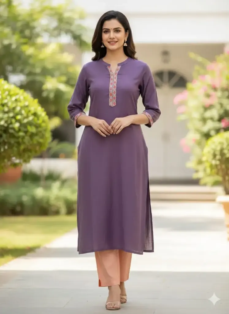 Festival silk kurti Collar Vatican Lavender (S-38)