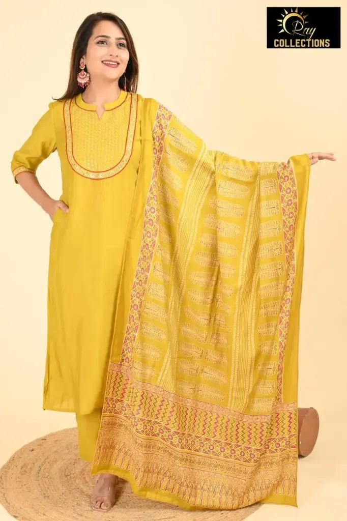 Partywear Duppatta kurta sets Yellow (S-38)