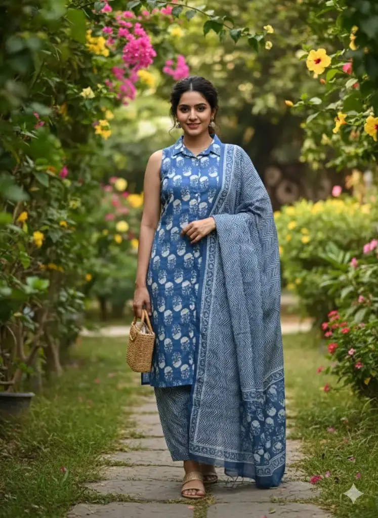 Cotton Aqua Blue kurtasets  (S-38)