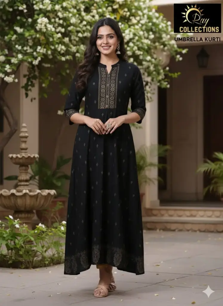 Umbrella kurtis-2 Black  (S-38)