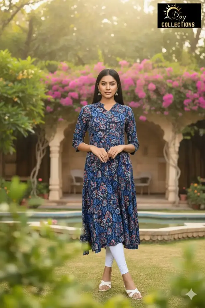 Umbrella kurtis-2 collar Dark Blue  (S-38)