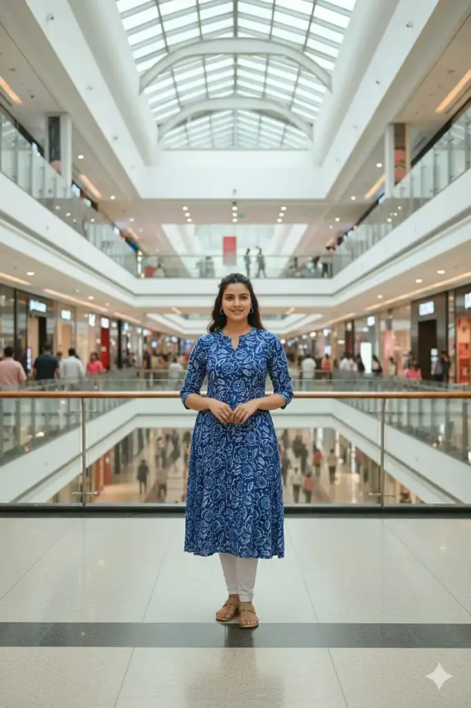Umbrella kurtis-2 Collar Neck Dark Blue  (S-38)
