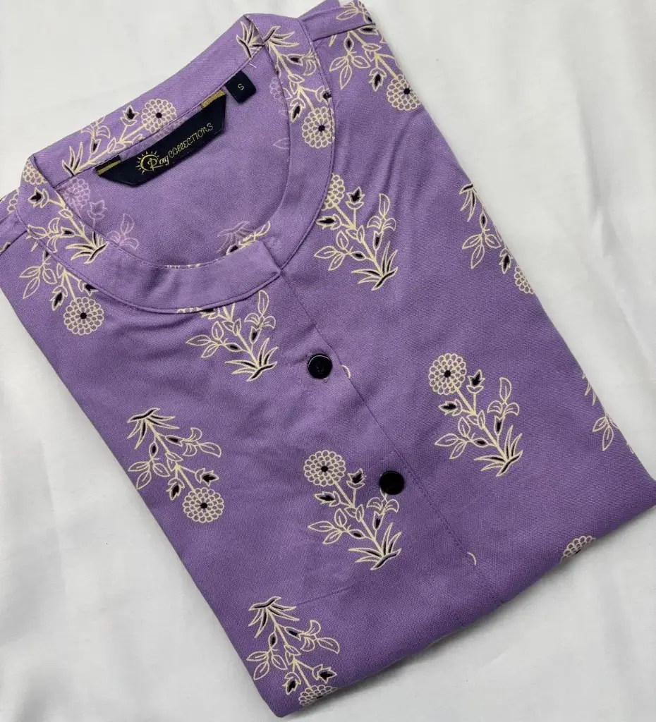 Collar kurtis Purple with Black  (S-38)